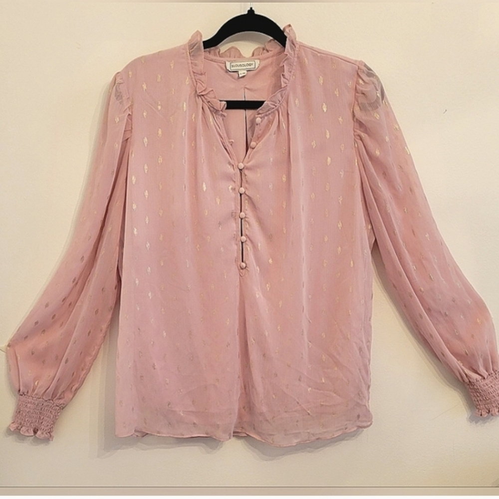 (3/$30) Pink & gold blouse from Blousology -Cute Valentines day look